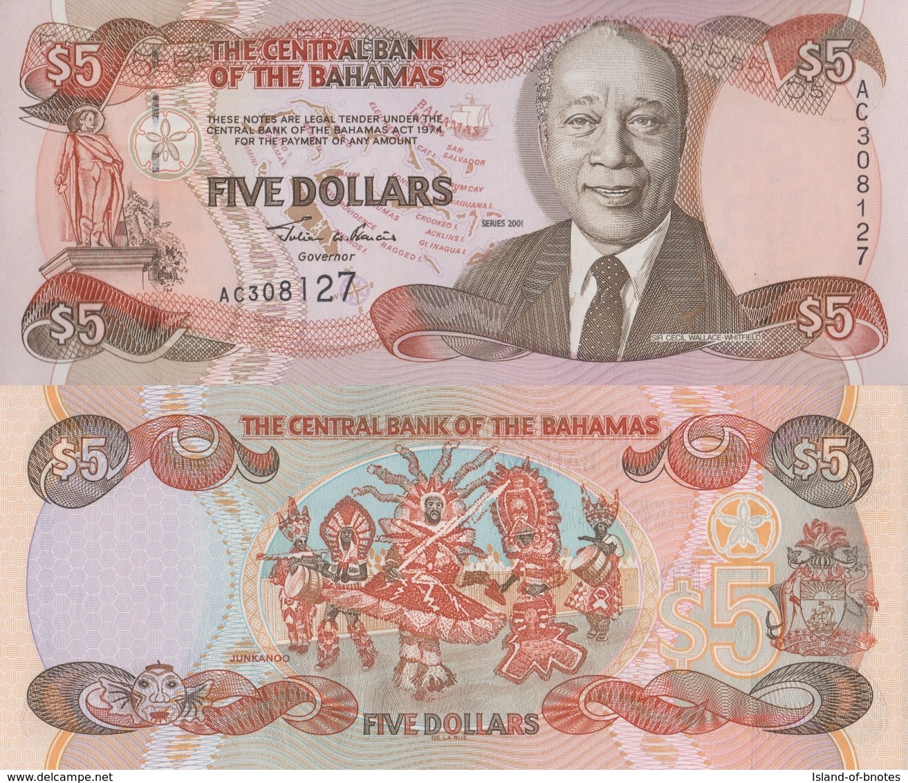 Bahamas / 5 Dollars / 2001 / P-63(a) / UNC - Bahamas