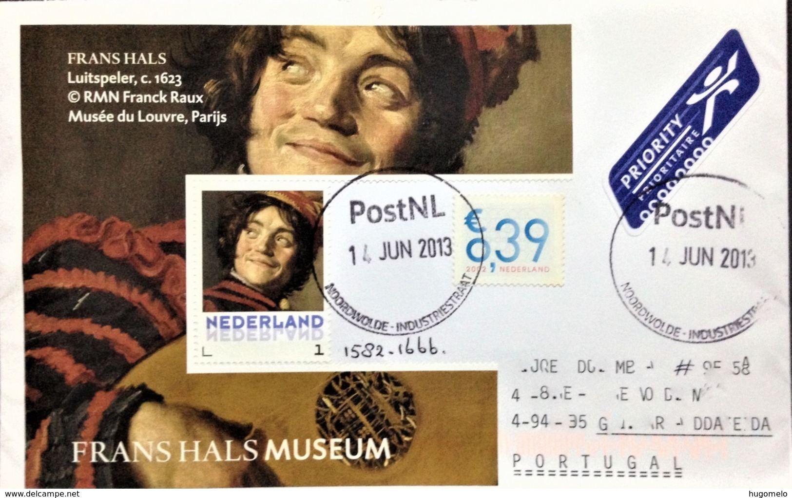 Netherlands,Circulated Cover To Portugal,  "Painting", Famous People", "Frans Hals", "Museums", 2013 - Lettres & Documents