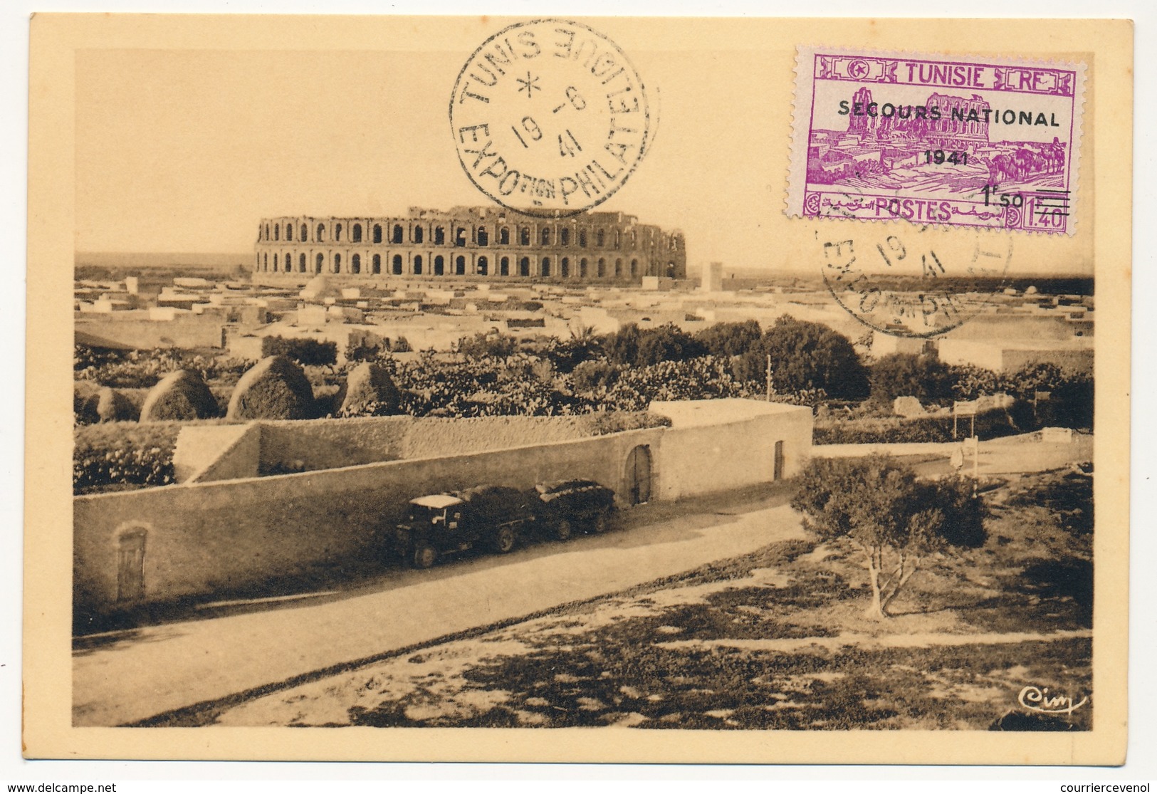 TUNISIE - 4 Cartes Maximum - Série Secours National 1941 - Exposition Philatélique De Tunis 1941 - Lettres & Documents