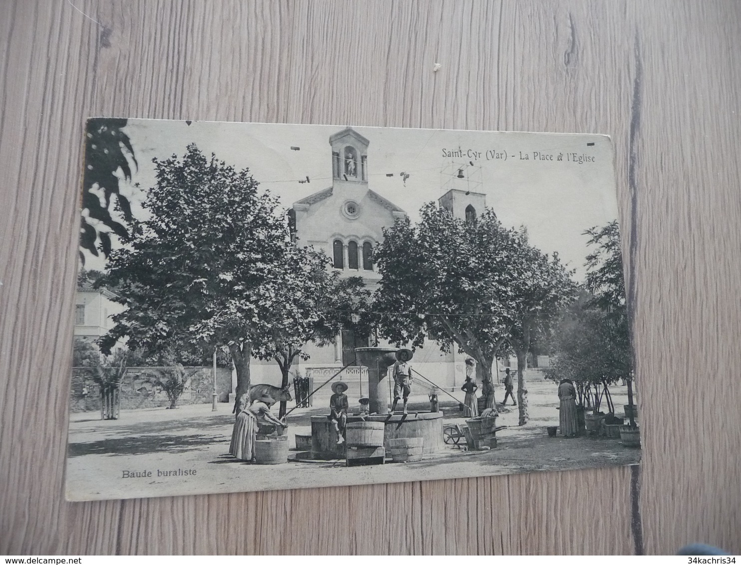 CPA 83 Var Saint Cyr La Place Et L'église - Autres & Non Classés