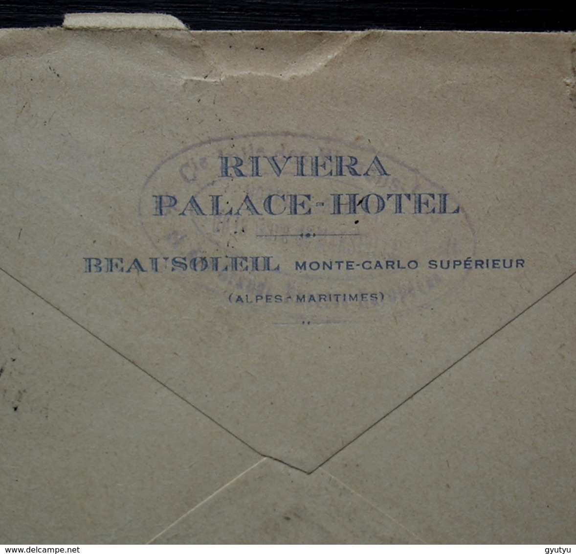 Beausoleil Monte-Carlo Supérieur Riviera Palace Hôtel, Marque Plus Cachet à Déchiffrer Au Dos D'une Lettre Non Oblitérée - 1877-1920: Periodo Semi Moderno