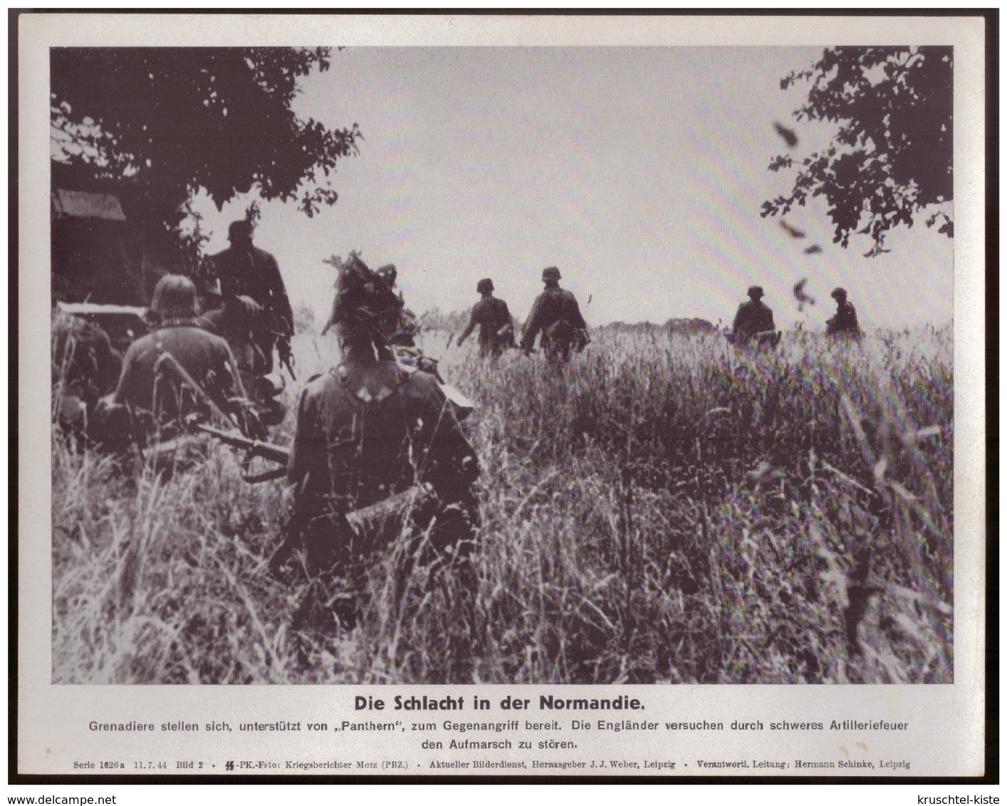 Dt- Reich (007889) Propagandasammelbild, Bilderdienst Weber Leipzig, SS- Pk Foto, Die Schlacht In Der Normandie - Briefe U. Dokumente