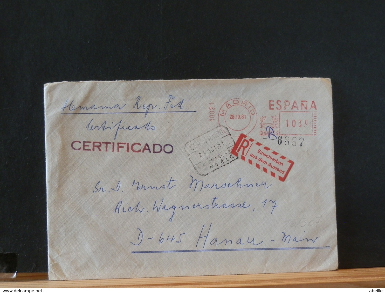 86/308 LETTRE RECOMM..  ESPAGNE   POUR ALLEMAGNE  1981 - Briefe U. Dokumente