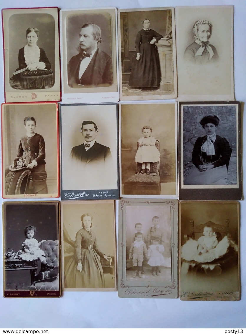 LOT 2  -  12 CDV Portrait De Famille - 1870-1900 - Divers Photographes - BE - Antiche (ante 1900)