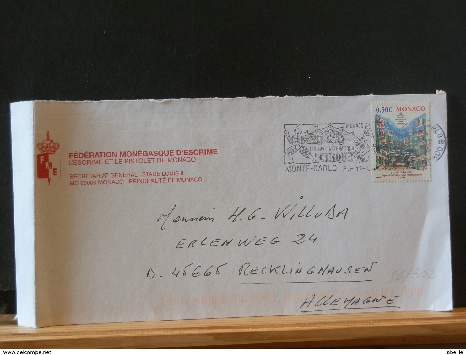 86/303  LETTRE MONACO  2004 POUR ALLEMAGNE - Cartas & Documentos