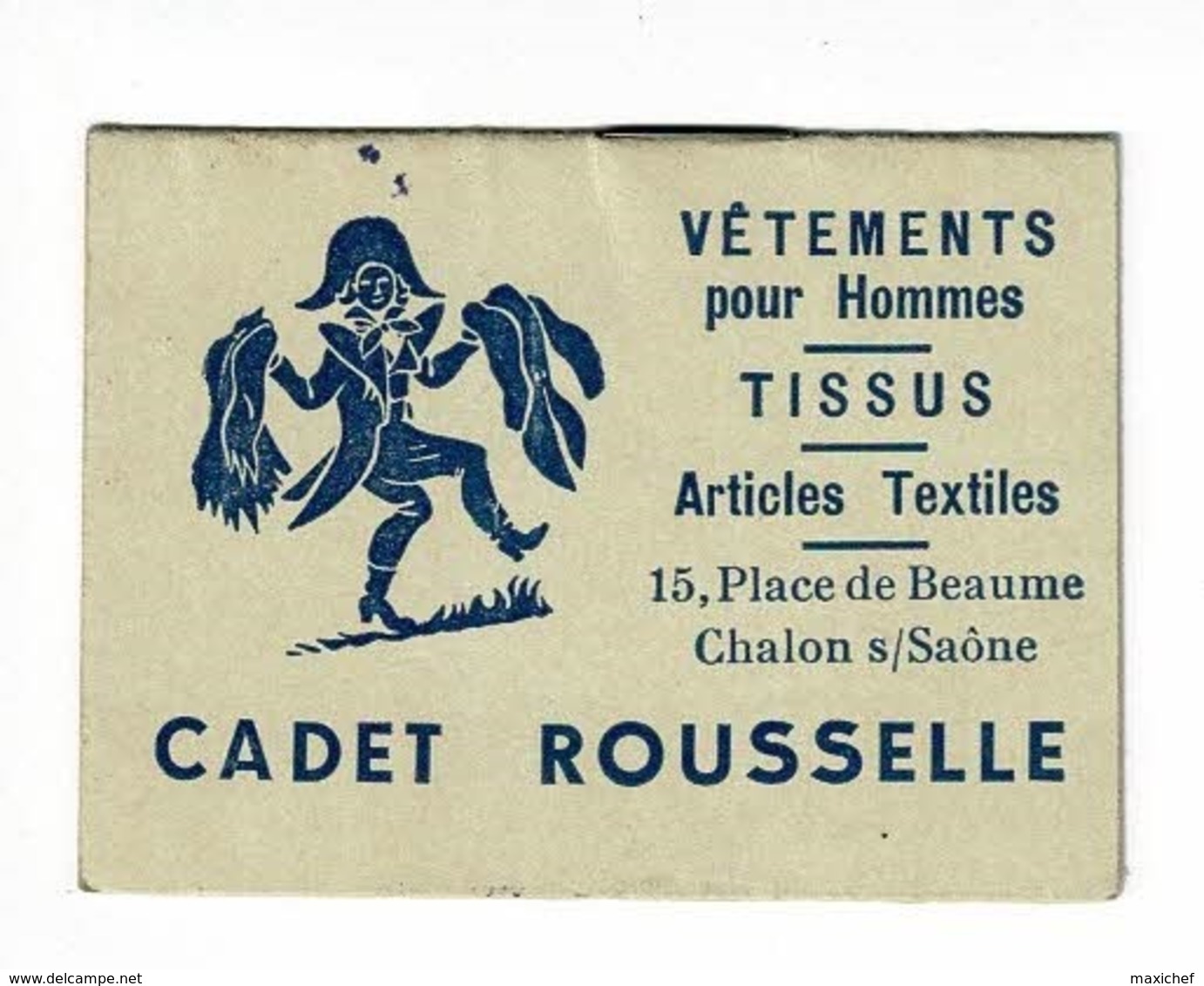 Calendrier De Poche Illustré (Lapins Au Camping) 5.5 X 7.5 Cm - 1949 - Publicité "Cadet Rousselle" Chalon S/Saône (71) - Petit Format : 1941-60