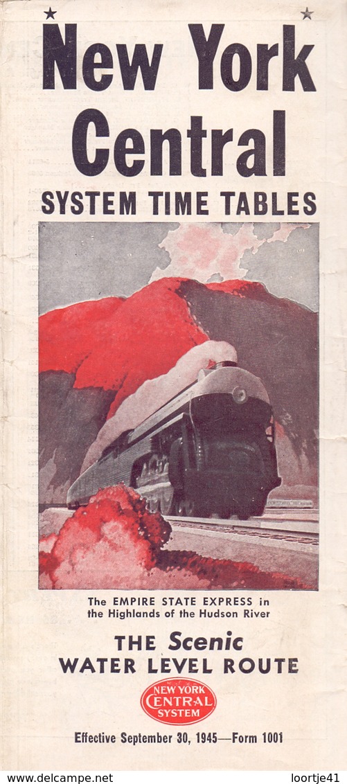 Brochure Dépliant  Toerisme Tourisme - Horaires  Timetables Trains New York Central System - 1945 - World