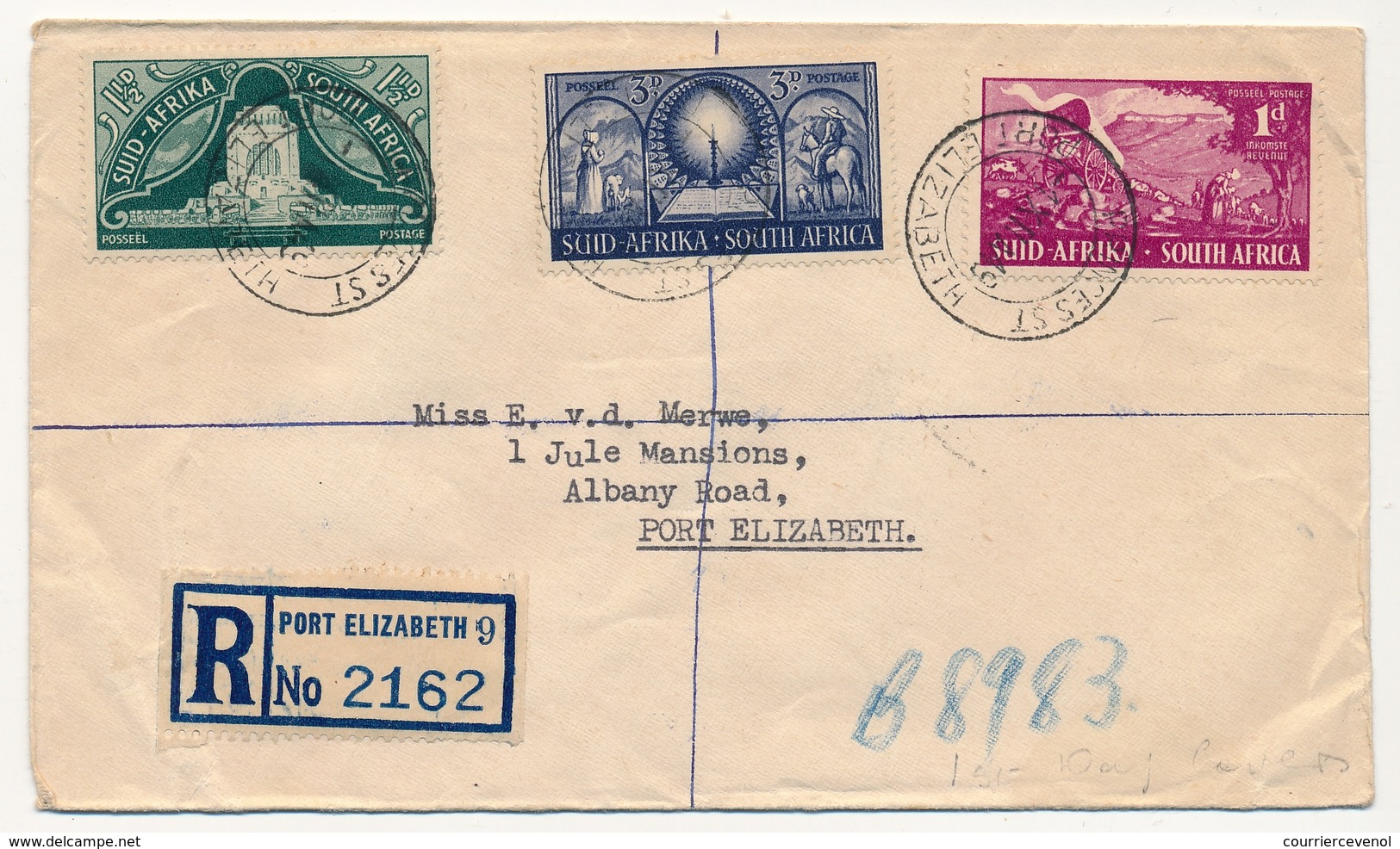 AFRIQUE DU SUD - LR Depuis Port Elisabeth 1949 - Covers & Documents