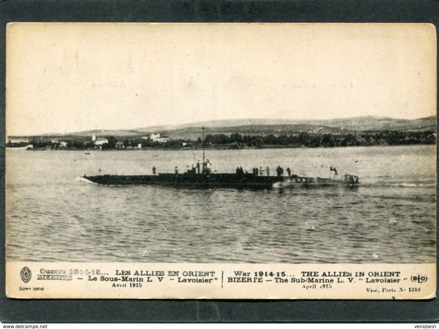 CPA - Guerre 1914-15... LES ALLIES EN ORIENT - BIZERTE - Le Sous Marin L V "Lavoisier", Avril 1915 - Sous-marins