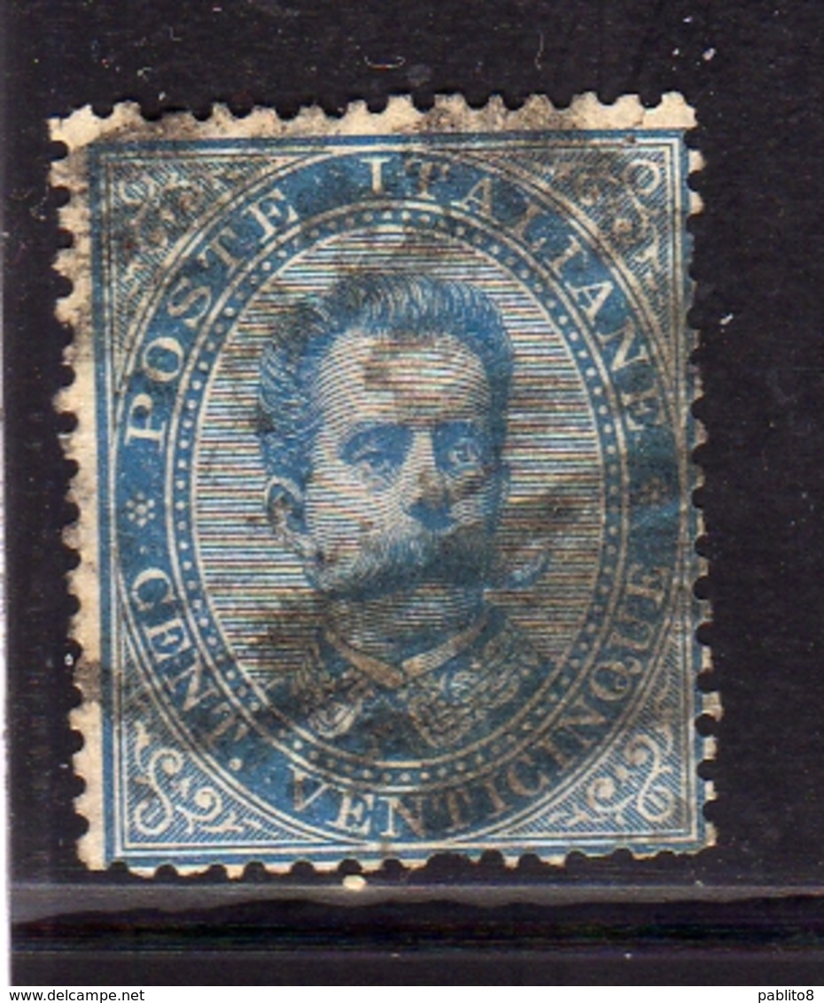 ITALY KINGDOM ITALIA REGNO 1879 EFFIGIE RE UMBERTO I CENT. 25c USATO USED OBLITERE' - Gebraucht