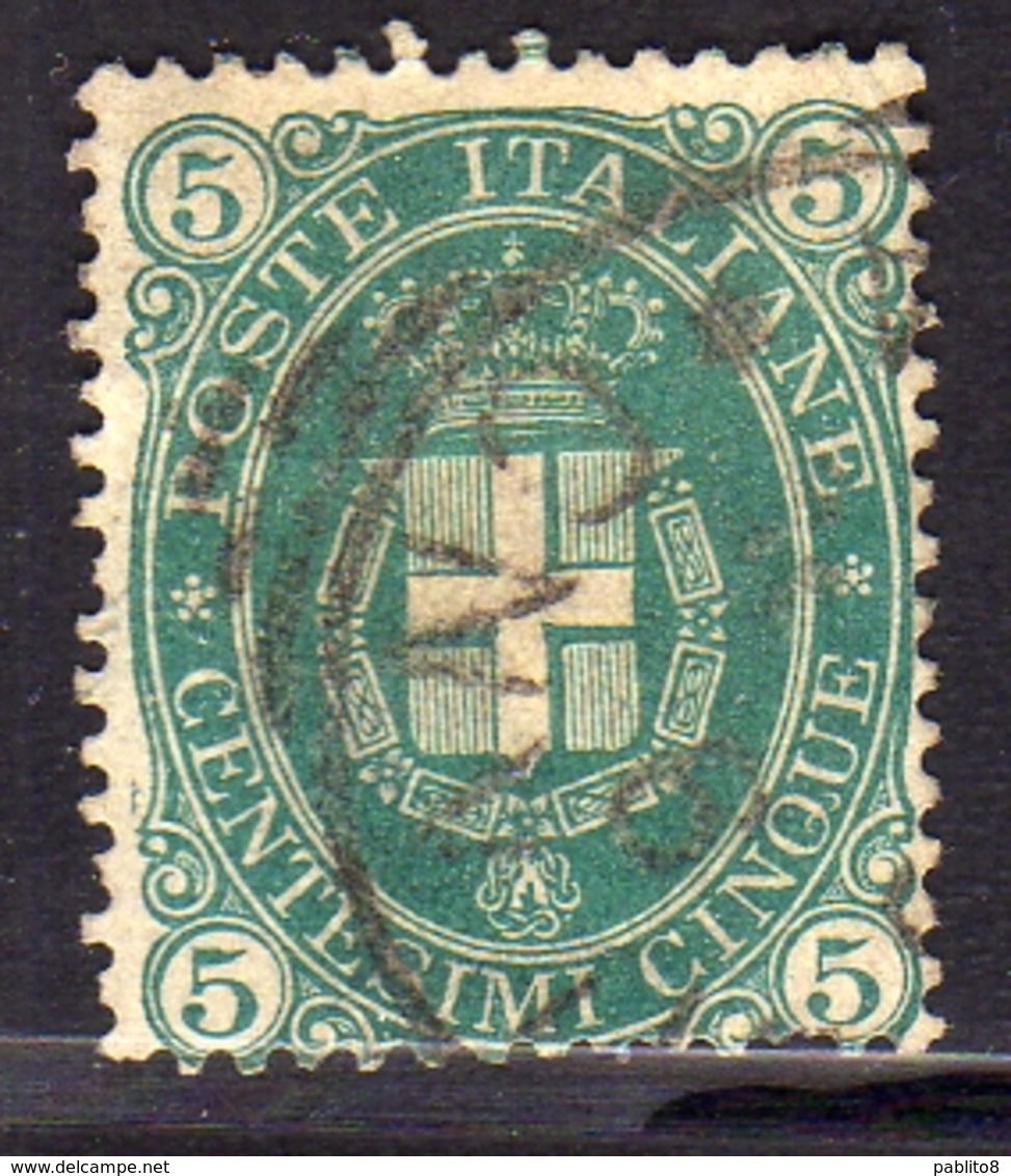 ITALIA REGNO ITALY KINGDOM 1891 1896 STEMMA SABAUDO COAT OF ARMS ARMOIRIES CENT. 5c USATO USED OBLITERE' - Gebraucht