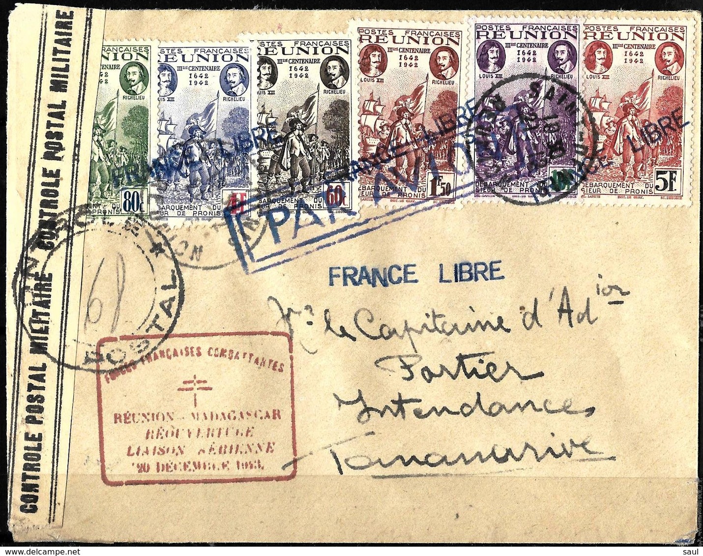 134 - FRANCE - COLONIES - REUNION - 1943 - FULL SET ON COVER - TO CHECK - Non Classificati