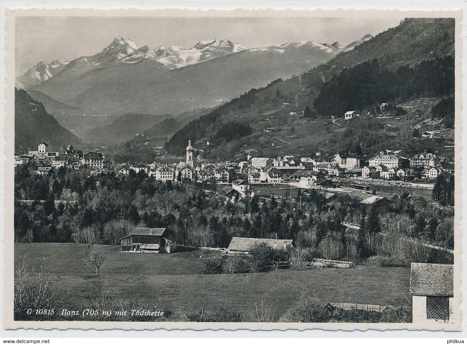 Ilanz Mit Tödikette - Foto/Verlag Anton Derungs Ilanz - Gelaufen Thusis Nach Basel - Ilanz/Glion