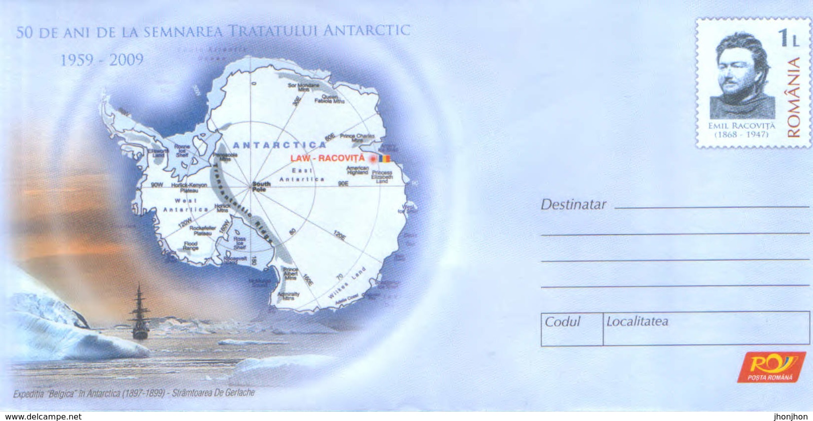 Romania - Stationery Cover Unused 2009(002) - 50 Years Since The Signing Of The Antarctic Treaty, 1959 - 2009 - Traité Sur L'Antarctique