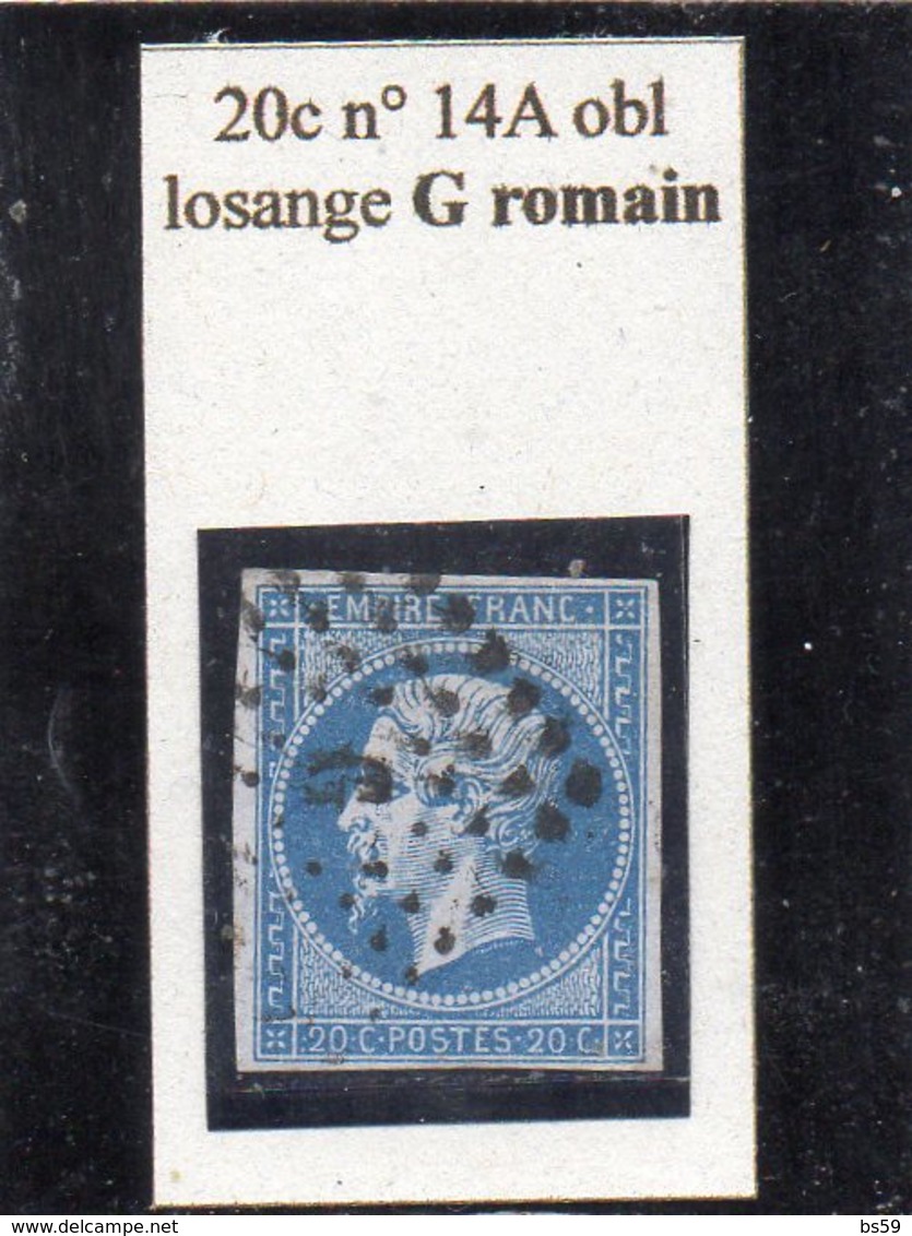 Paris - N° 14A Obl Losange G Romain - 1853-1860 Napoléon III