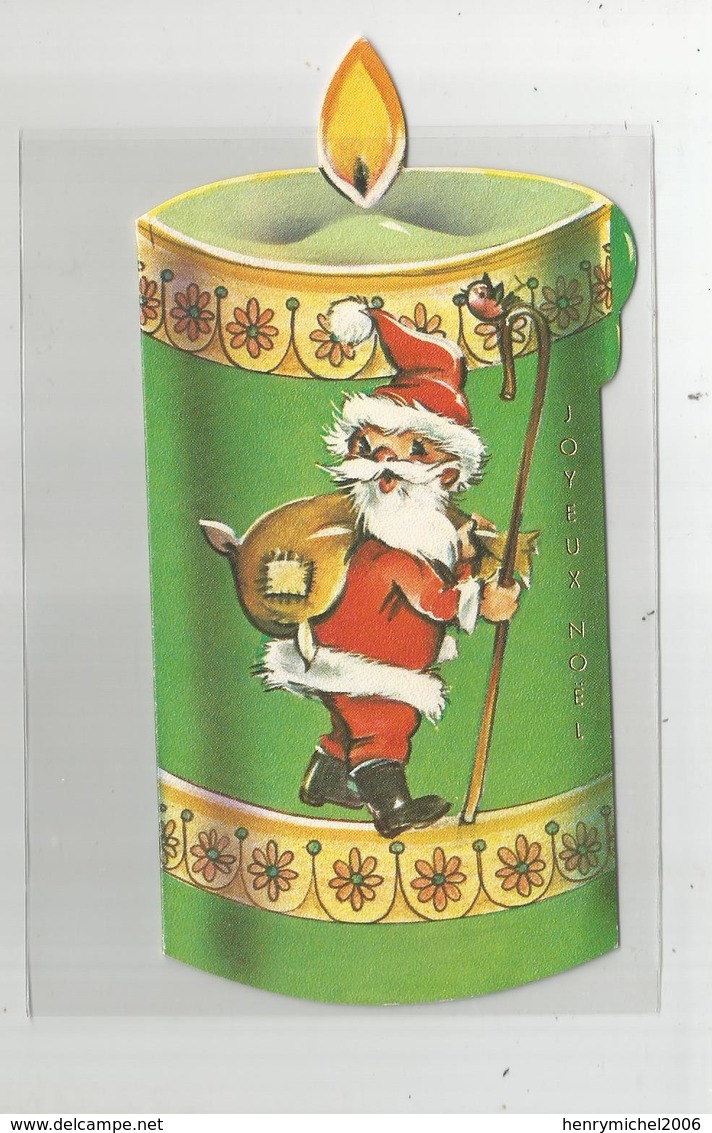 Cpm Système Découpis Bougie Pere Noel Carte Double 8x17 Cm Env - Dreh- Und Zugkarten