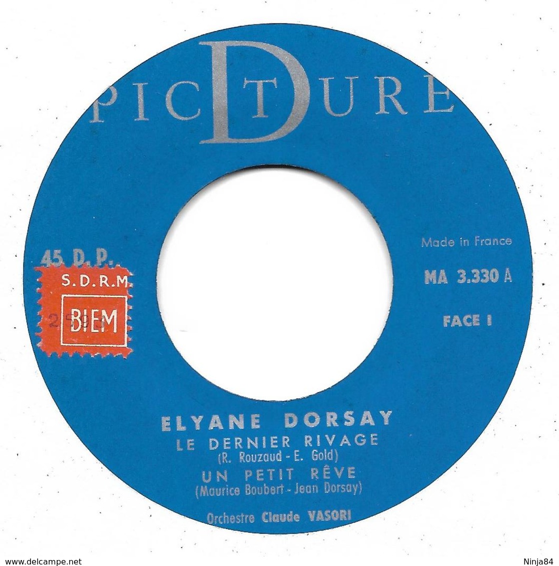 EP 45 RPM (7")  Elyane Dorsay   "  Le Dernier Rivage  " - Autres - Musique Française