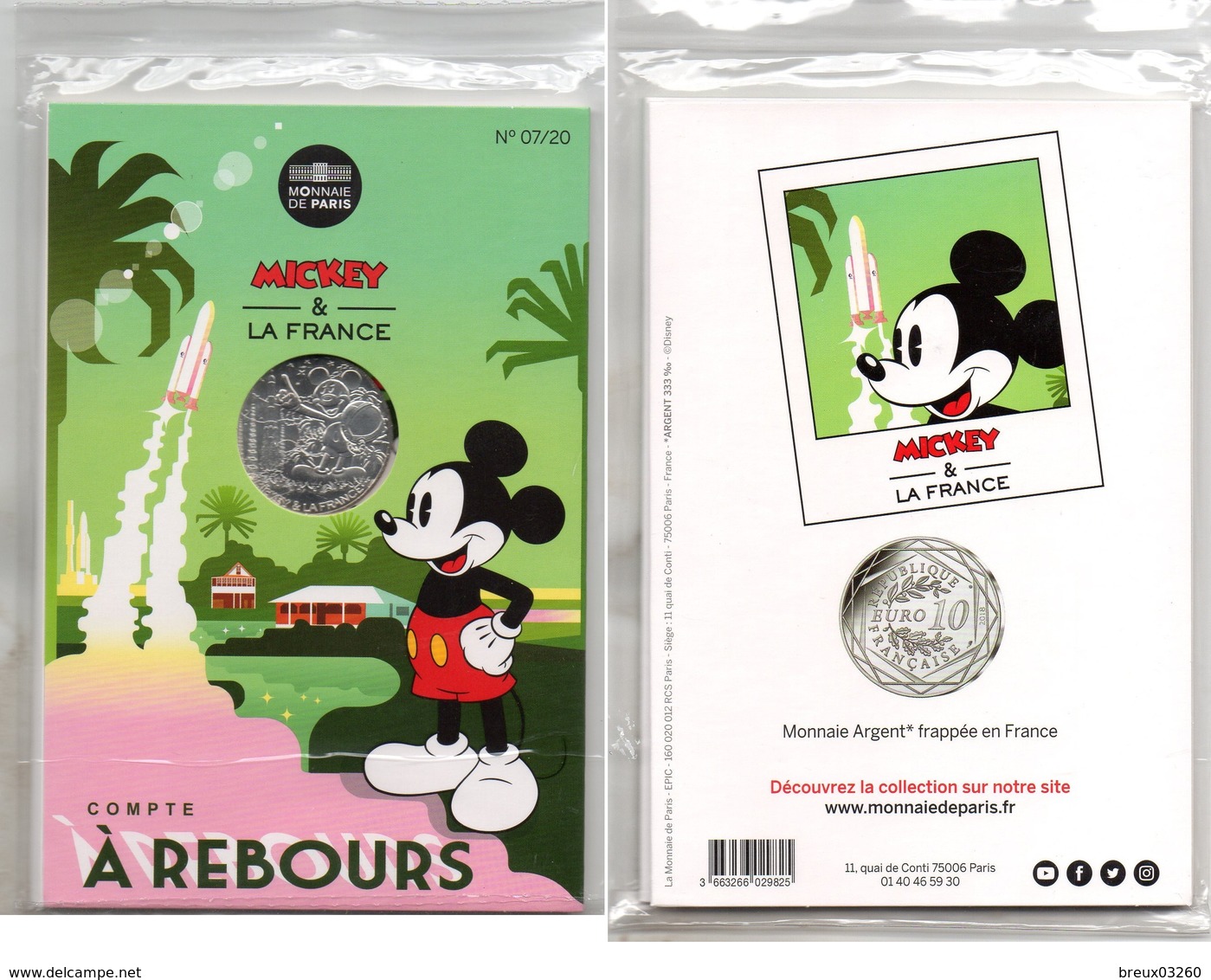 Pièce 10€ En Argent- " MICKEY "- - France