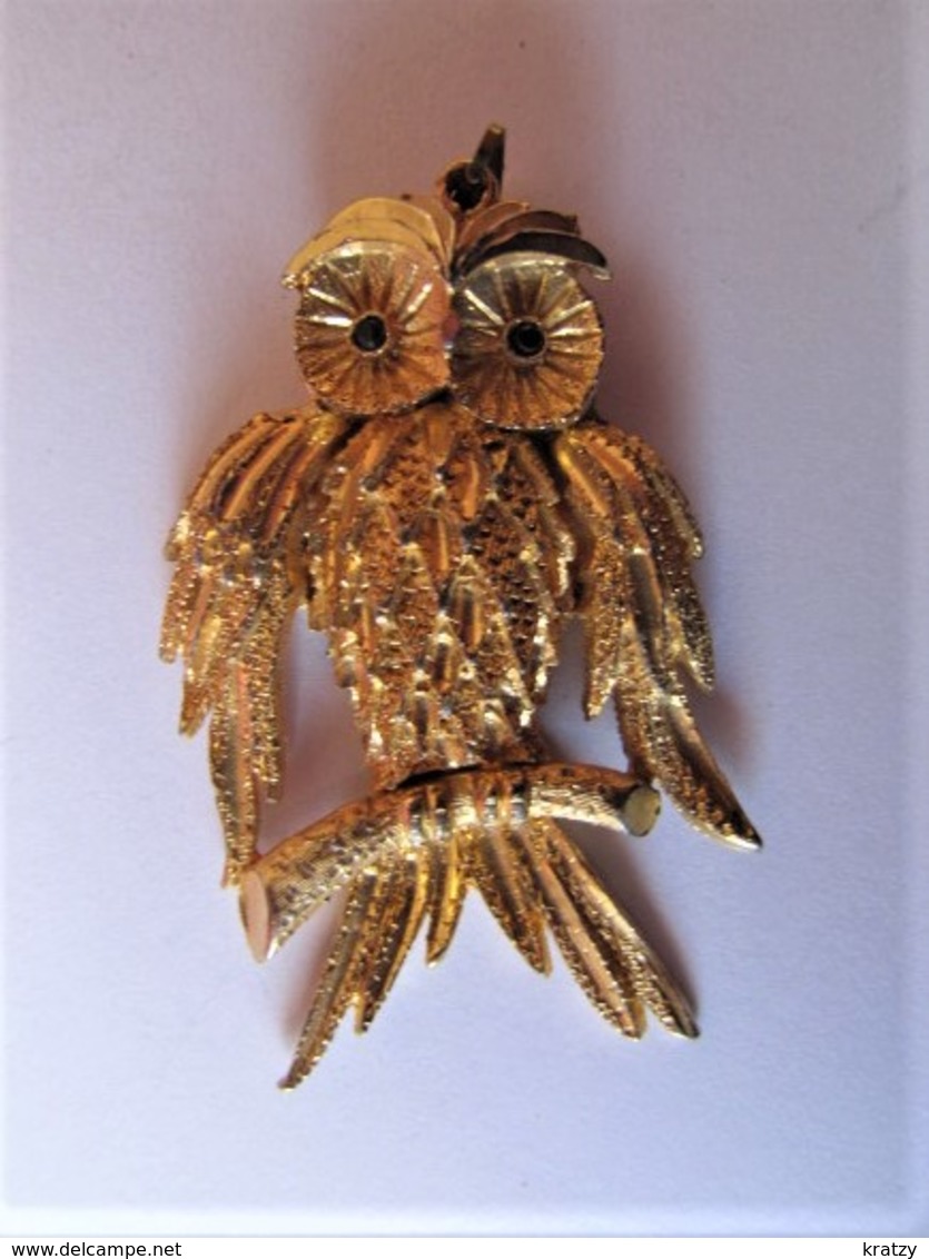 Pendentif En Métal Doré - Hibou - 6 Cm. - Colgantes