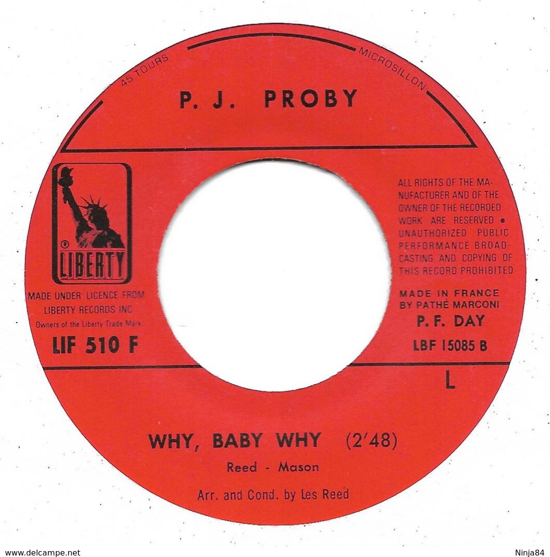 SP 45 RPM (7")  P.J. Proby  "  What's Wrong With My World  " - Autres - Musique Anglaise