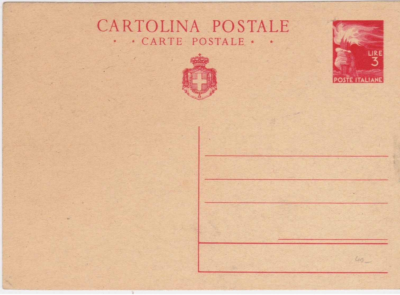 1945 - LUOGOTENENZA - CARTOLINA POSTALE DA  LIRE 3 - NUOVA - - Altri & Non Classificati