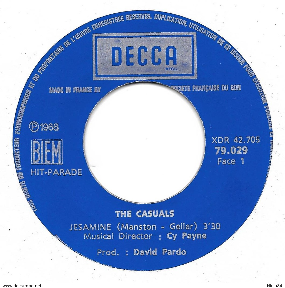 SP 45 RPM (7")  The Casuals  "  Jesamine  " - Rock