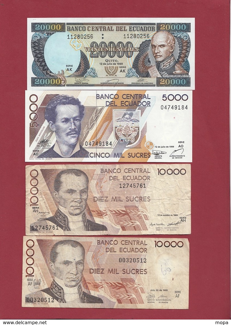 Equateur 13  Billets 2 En UNC --20000 Et 5000 Sucres Et 11 Dans L 'état - Equateur