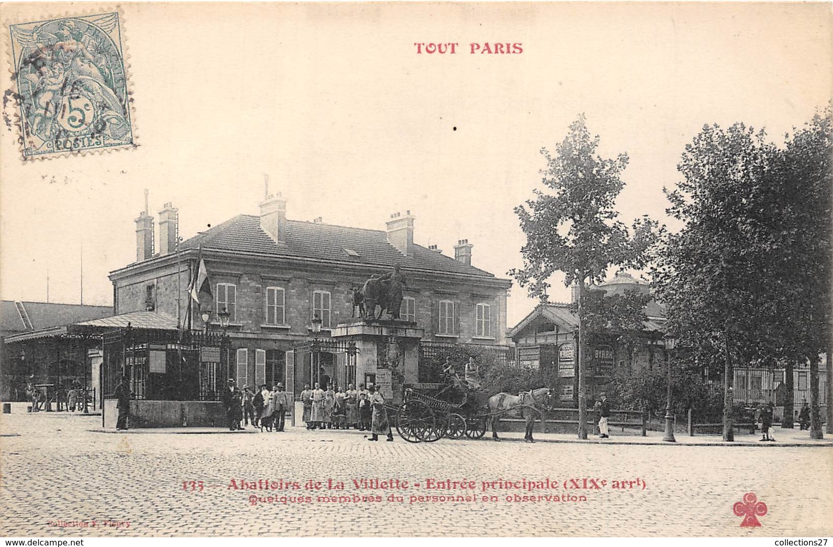 75019-PARIS-TOUT PARIS, ABATTOIRS DE LA VILLETTE, ENTREE PRINCIPALE QUELQUES MENBRES DU PERSONNEL EN OBSERVATION - Arrondissement: 19