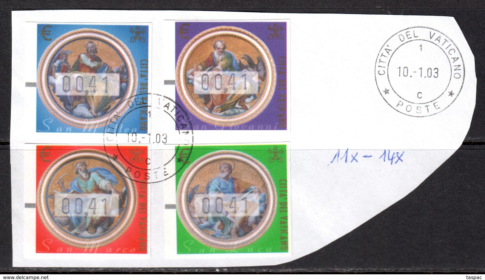 Vatican 2002 ATM Mi# 11-14 X Used - Ordinary Paper - The Four Evangelists - Franking Machines (EMA)