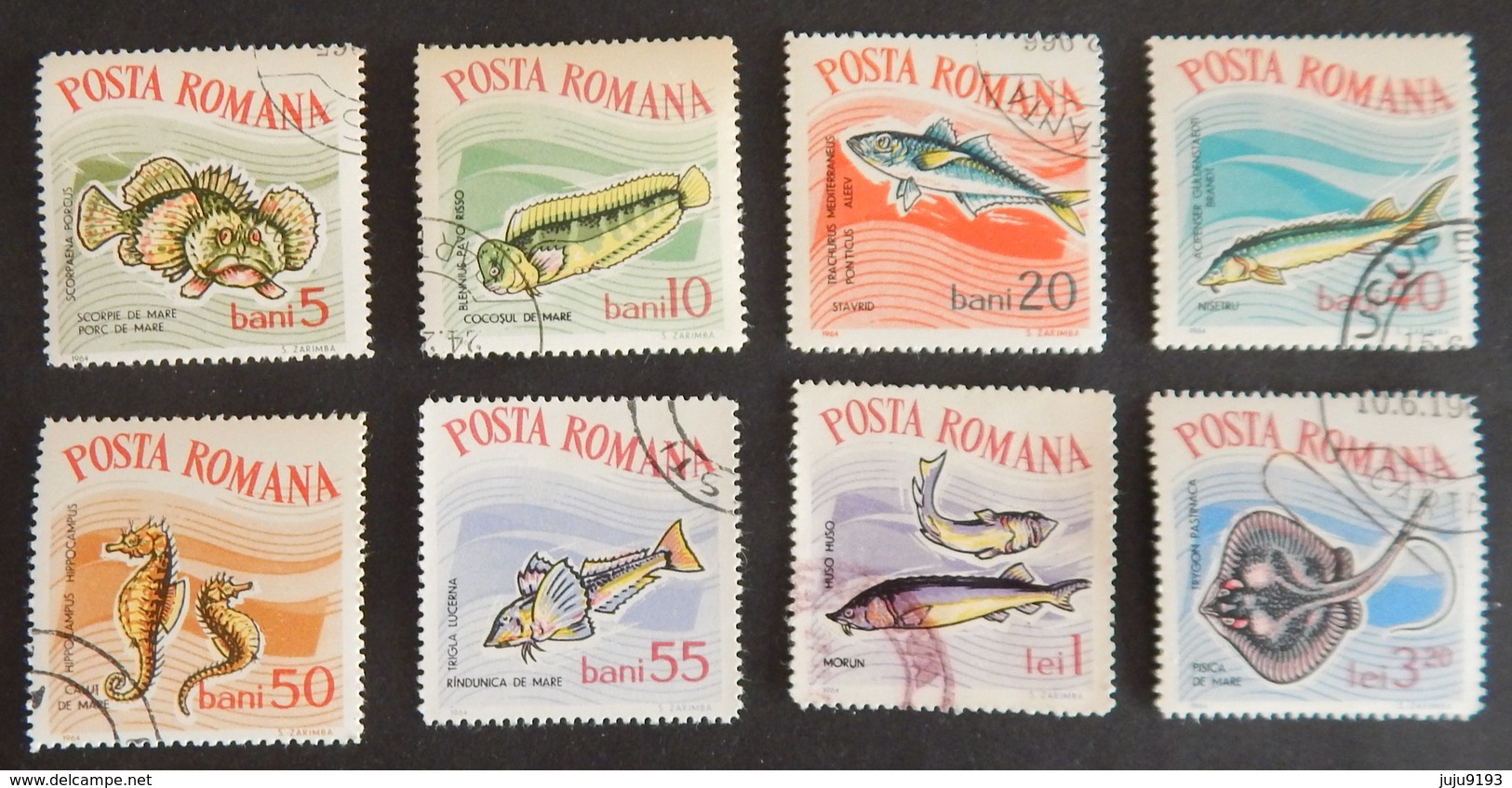 ROUMANIE YT 2001/2008 OBLITERE "POISSONS" ANNEE 1964 - Used Stamps