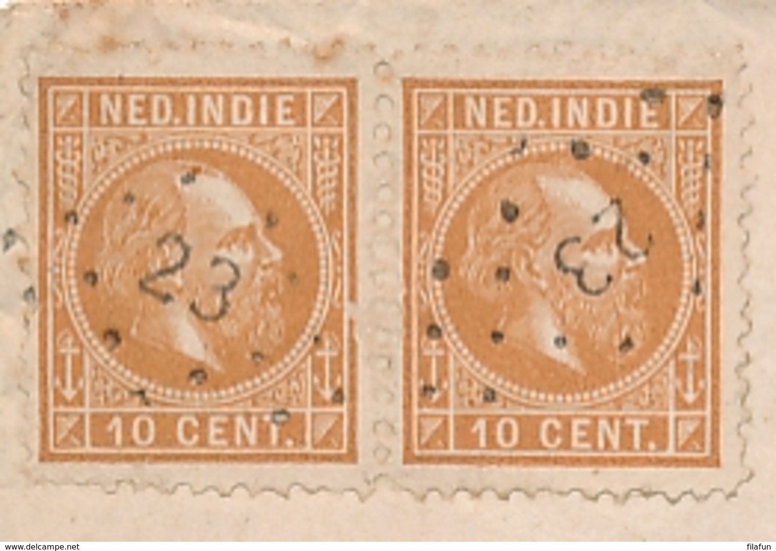 Nederlands Indië - 1891 - 2x10 Cent Willem III Op R-cover Van KR- En Puntstempel MAGELANG Naar Semarang - Niederländisch-Indien