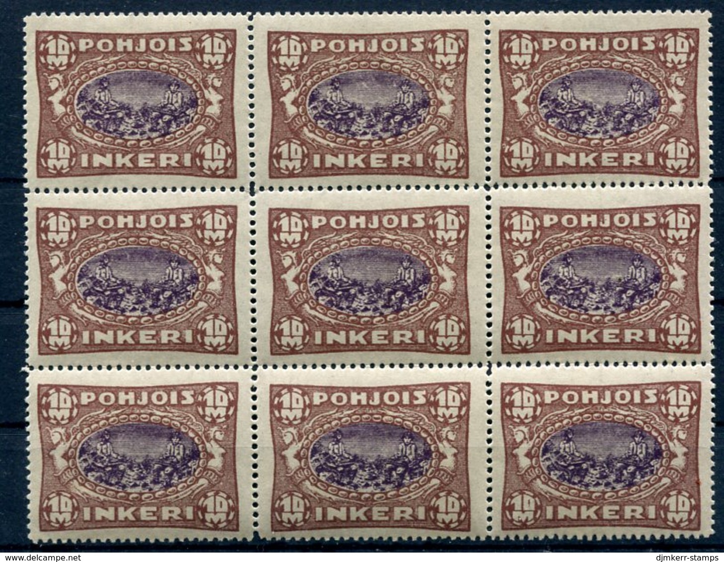 NORDINGERMANLAND 1920 Pictorial Definitive 10 Mk Block Of 9 MNH / **.  Michel 14 - Neufs