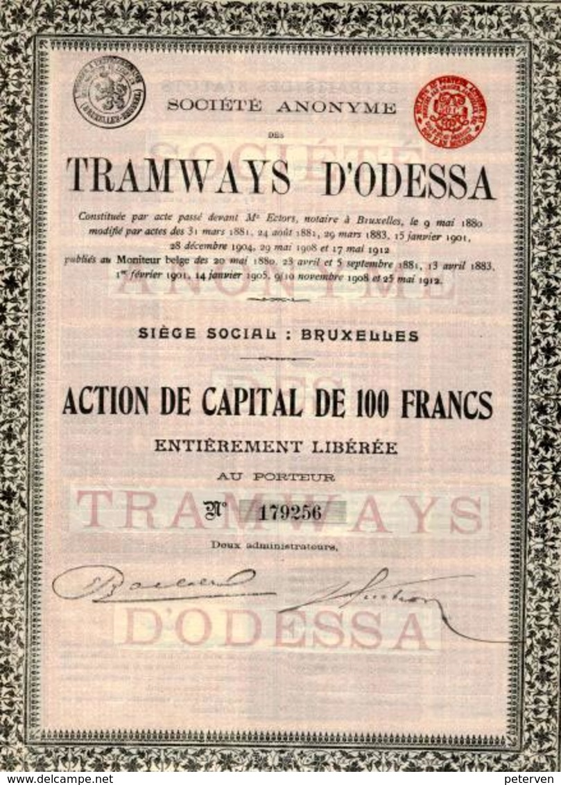 TRAMWAYS D'ODESSA; Action De 1912 - Russie