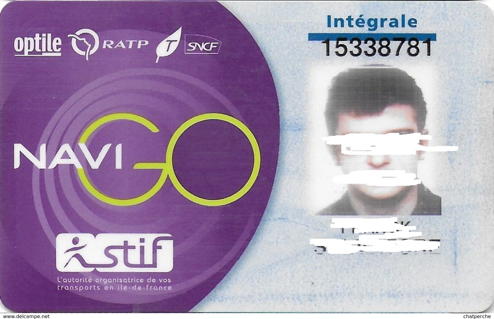 CARTE A PUCE CHIP CARD TRANSPORT METRO AUTOBUS TRAMWAY CARTE NAVIGO PARIS RÉGION - Altri & Non Classificati