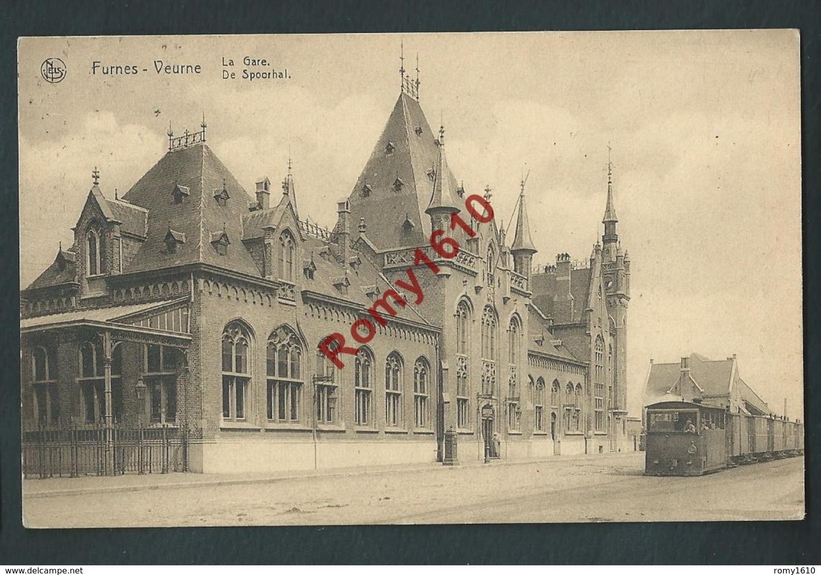 VEURNE. Furnes. La Gare Et Tram à Vapeur. Circulé En 1922. 2 Scans - Veurne