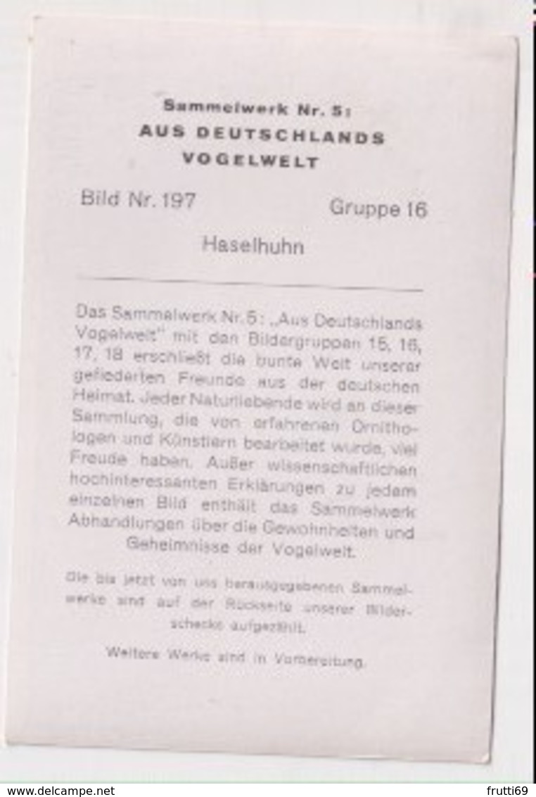 SB07454 Sammelwerk 5 : Aus Deutschlands Vogelwelt - Bild Nr.197 Haselhuhn - Autres & Non Classés