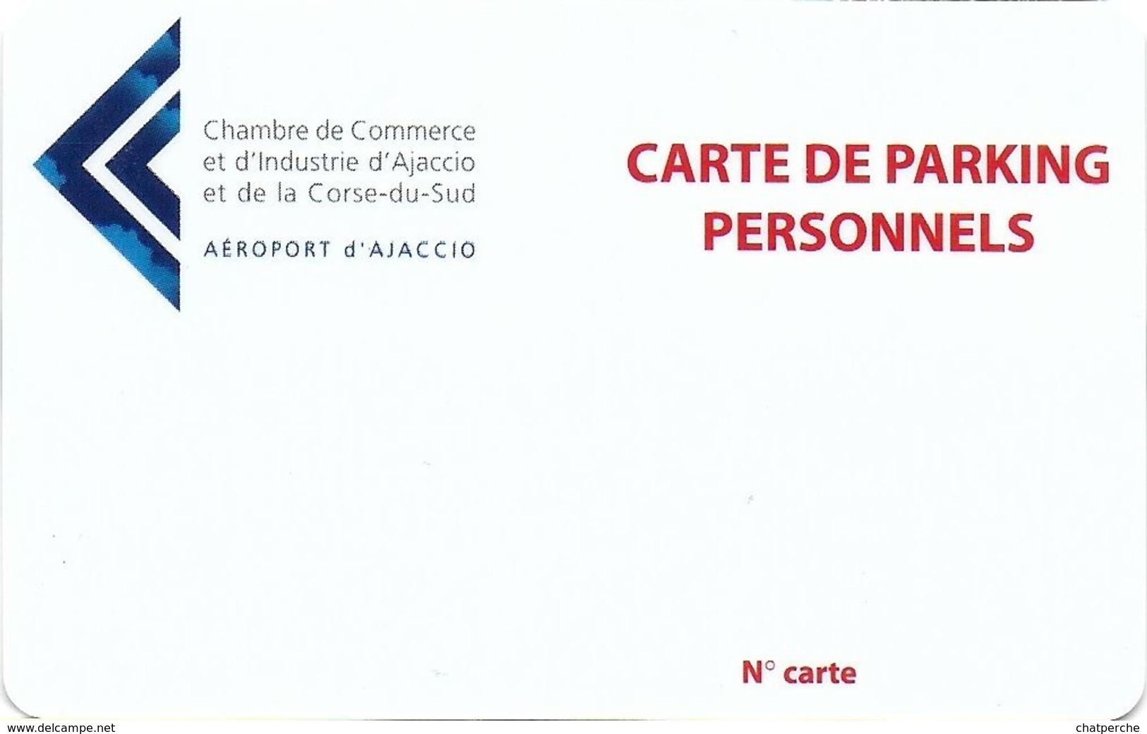 CARTE STATIONNEMENT BANDE MAGNÉTIQUE VILLE DE AJACCIO AÉROPORT 2A 20 CORSE DU SUD - Scontrini Di Parcheggio