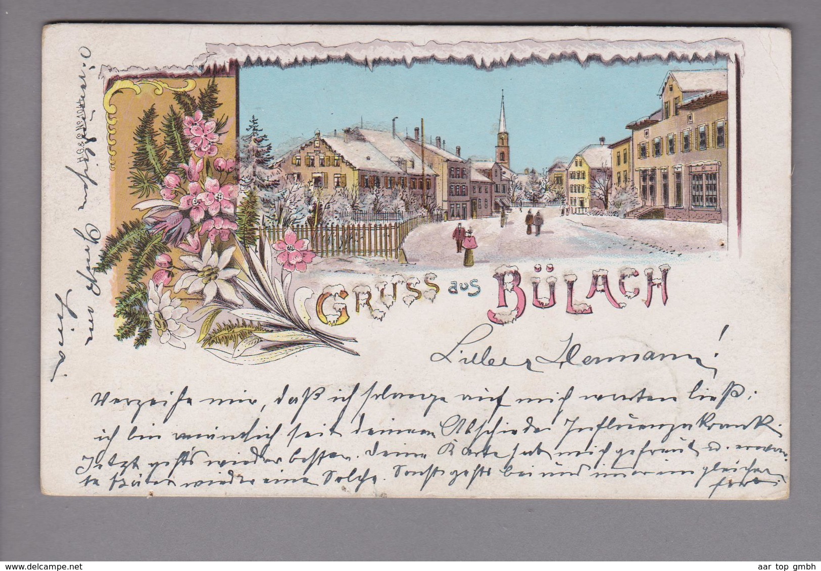 AK CH ZH Bülach 1900-03-05 Litho Glitzer Winter - Bülach