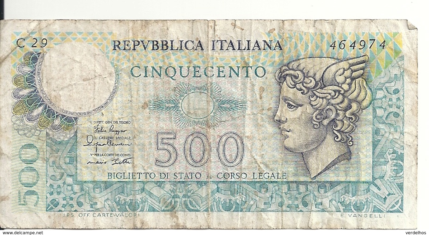 ITALIE 500 LIRE 1976 VG+ P 95 - 500 Lire