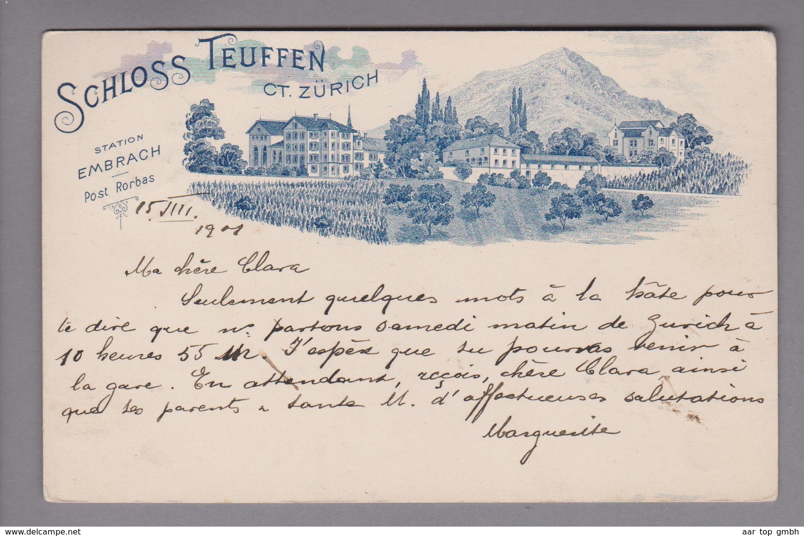 AK CH ZH Rorbas-Freienstein Schloss Teuffen 1900-08-15 Strichlitho - Rorbas