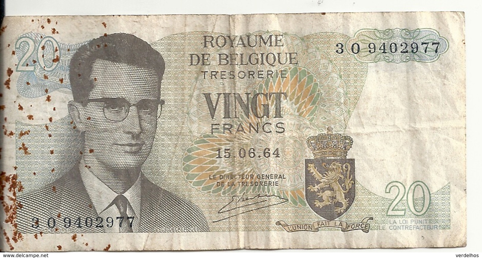 BELGIQUE 20 FRANCS 1964 VG+ P 138 - Autres & Non Classés