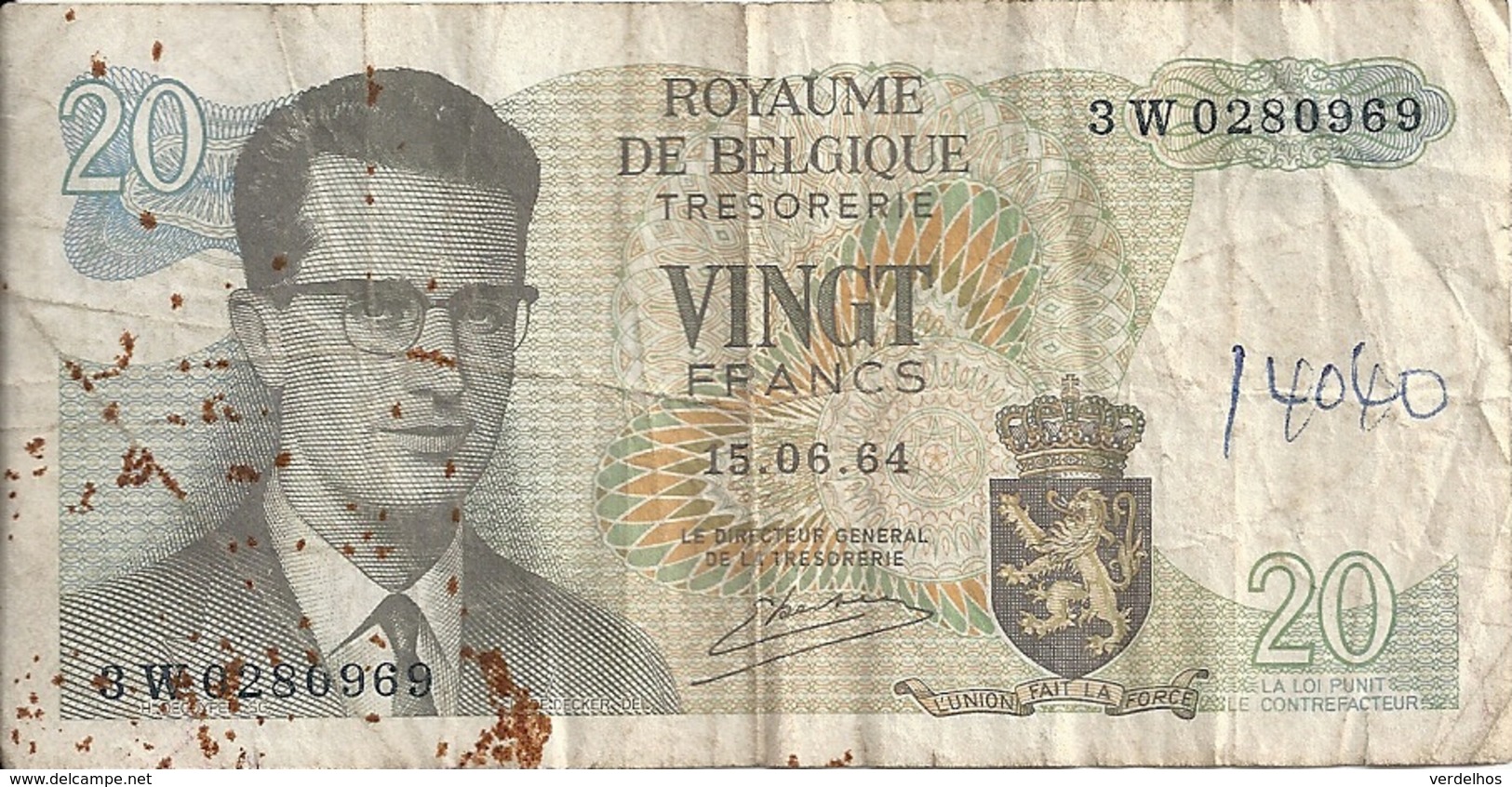 BELGIQUE 20 FRANCS 1964 VG+ P 138 - Autres & Non Classés