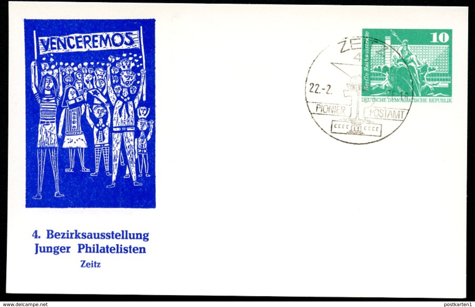 DDR PP16 D2/063 Privat-Postkarte FARBAUSFALL GRAU Zeitz Sost. 1976 - Cartes Postales Privées - Oblitérées
