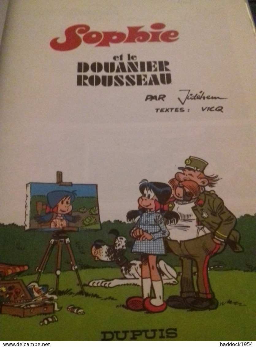 Sophie Et Le Douanier Rousseau JIDEHEM Dupuis 1974 - Sophie