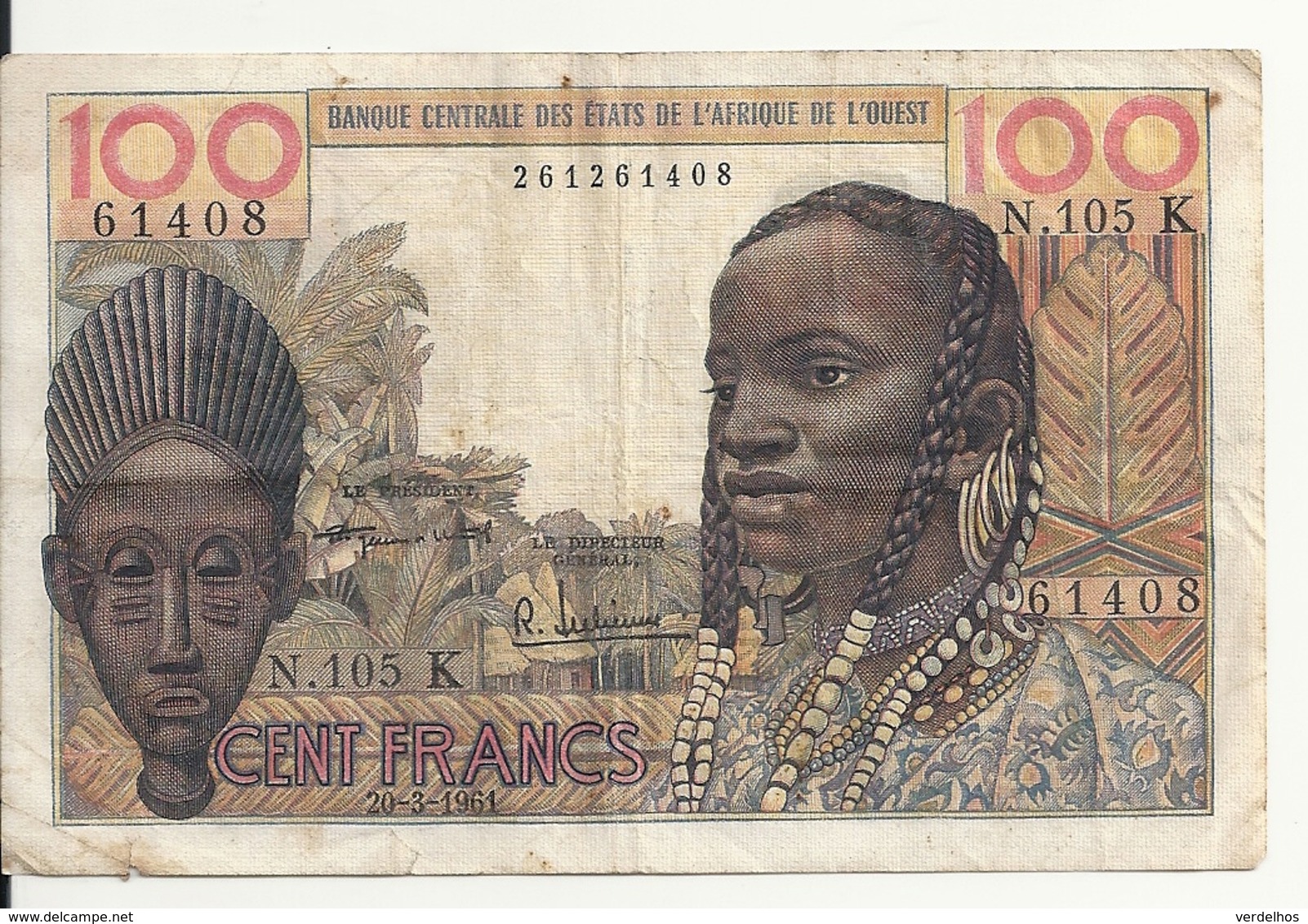 SENEGAL 100 FRANCS 1961 VF P 701K B - Sénégal