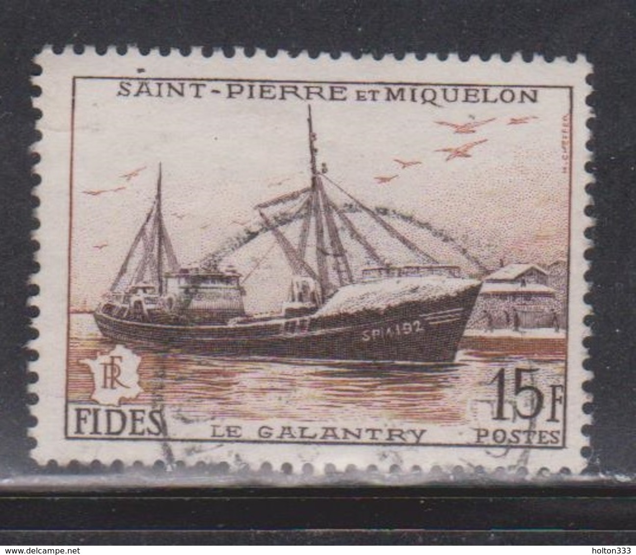 ST PIERRE & MIQUELON Scott # 350 Used - Fish Freezer Trawler Le Galantry - Gebruikt