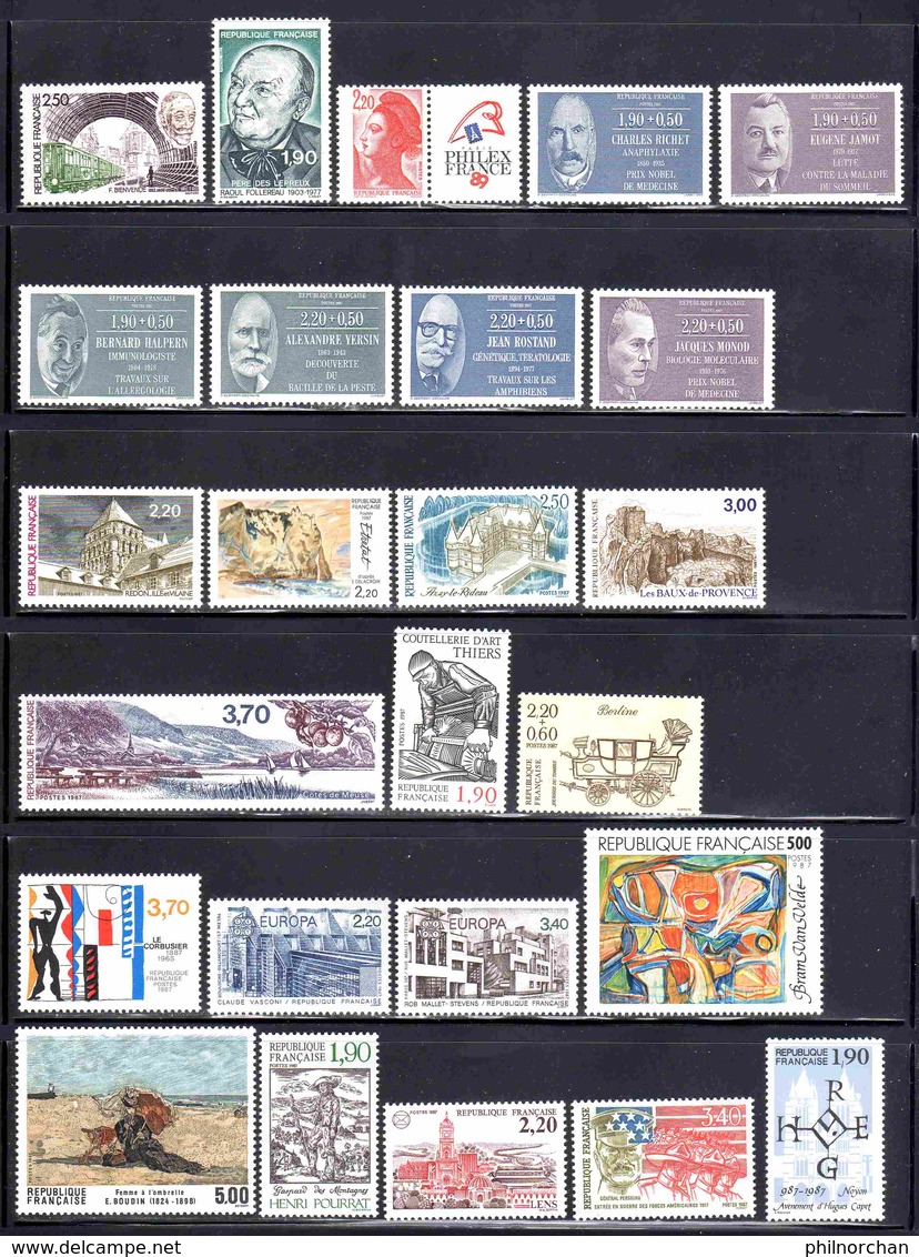 France 1987 Année Complète Neuve** (sauf N°2469) Ex N°1   TB   15,70 €  (faciale 20,23 €  47 Valeurs) - 1980-1989