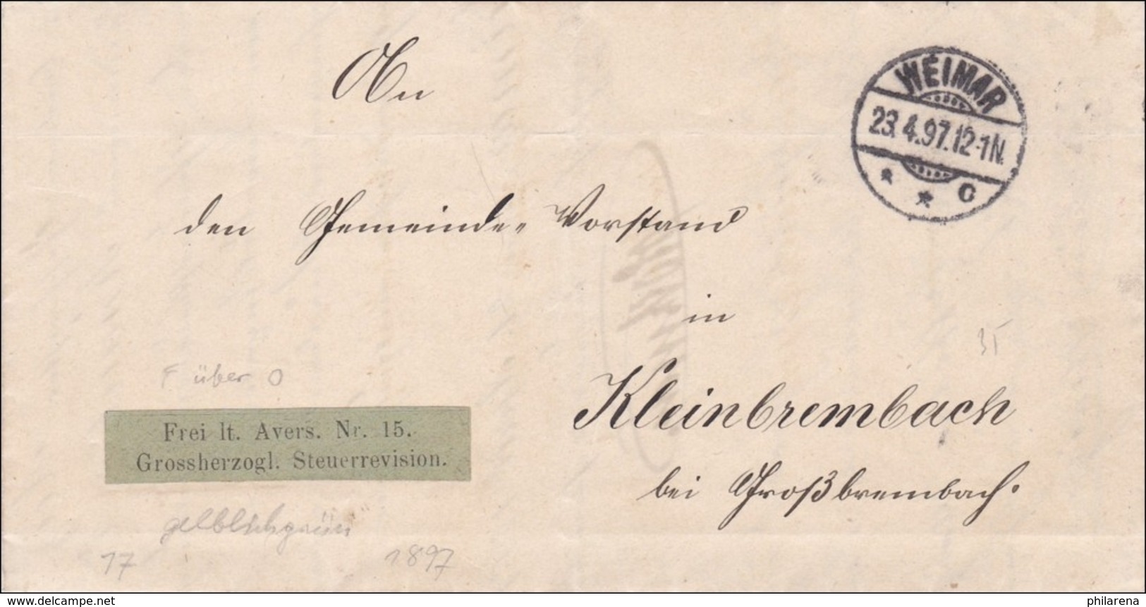 Steuerrevision Weimar 1897 Nach Kleinbrembach - Sonstige & Ohne Zuordnung