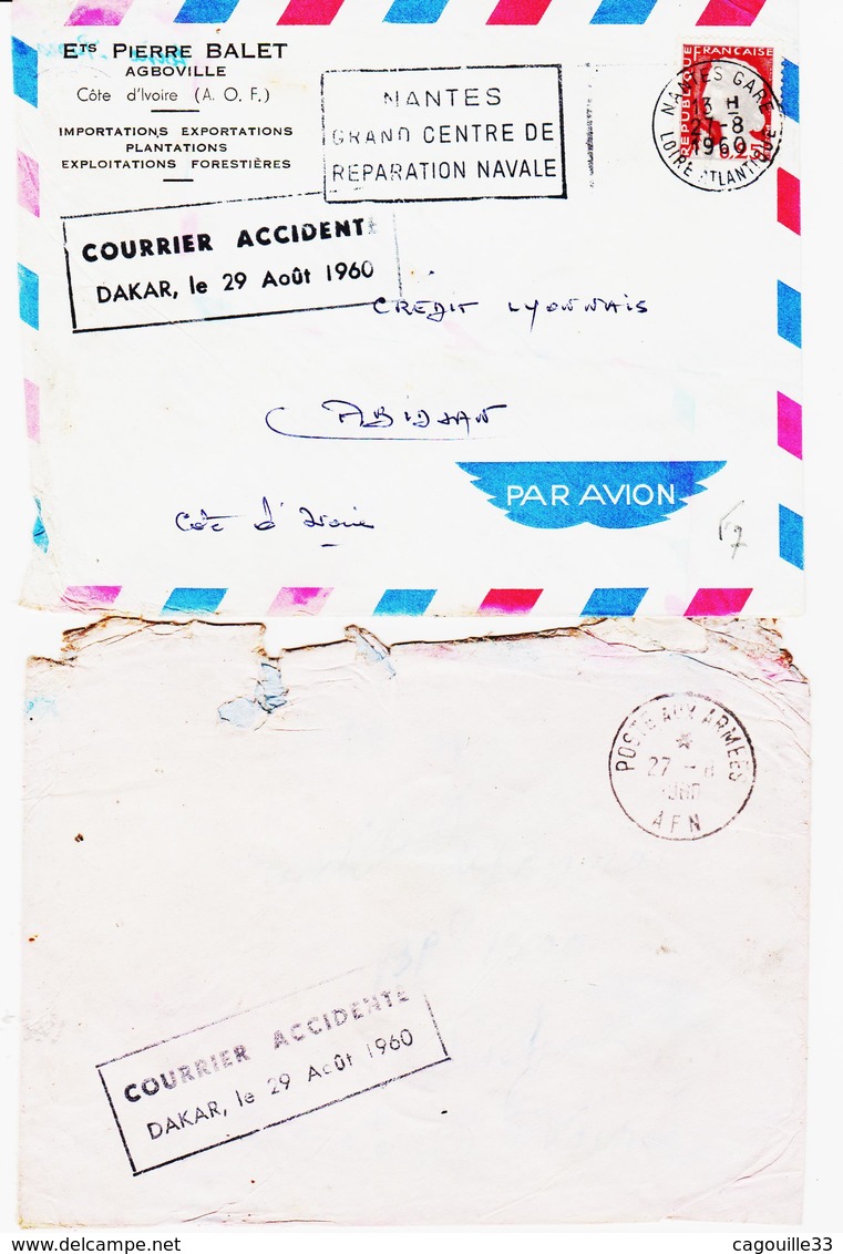 France, Accident Aerien Devant DAKAR En 1960, Lot De 3 Documents   TB - 1960-.... Briefe & Dokumente