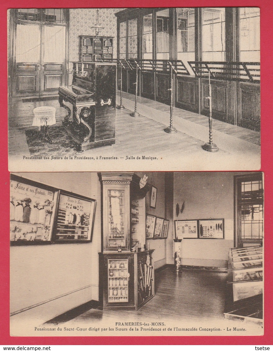 Frameries -Pensionnat Des Soeurs De La Providence - Salle De Musique Et Le Musée / 2 Cartes ( Voir Verso ) - Frameries